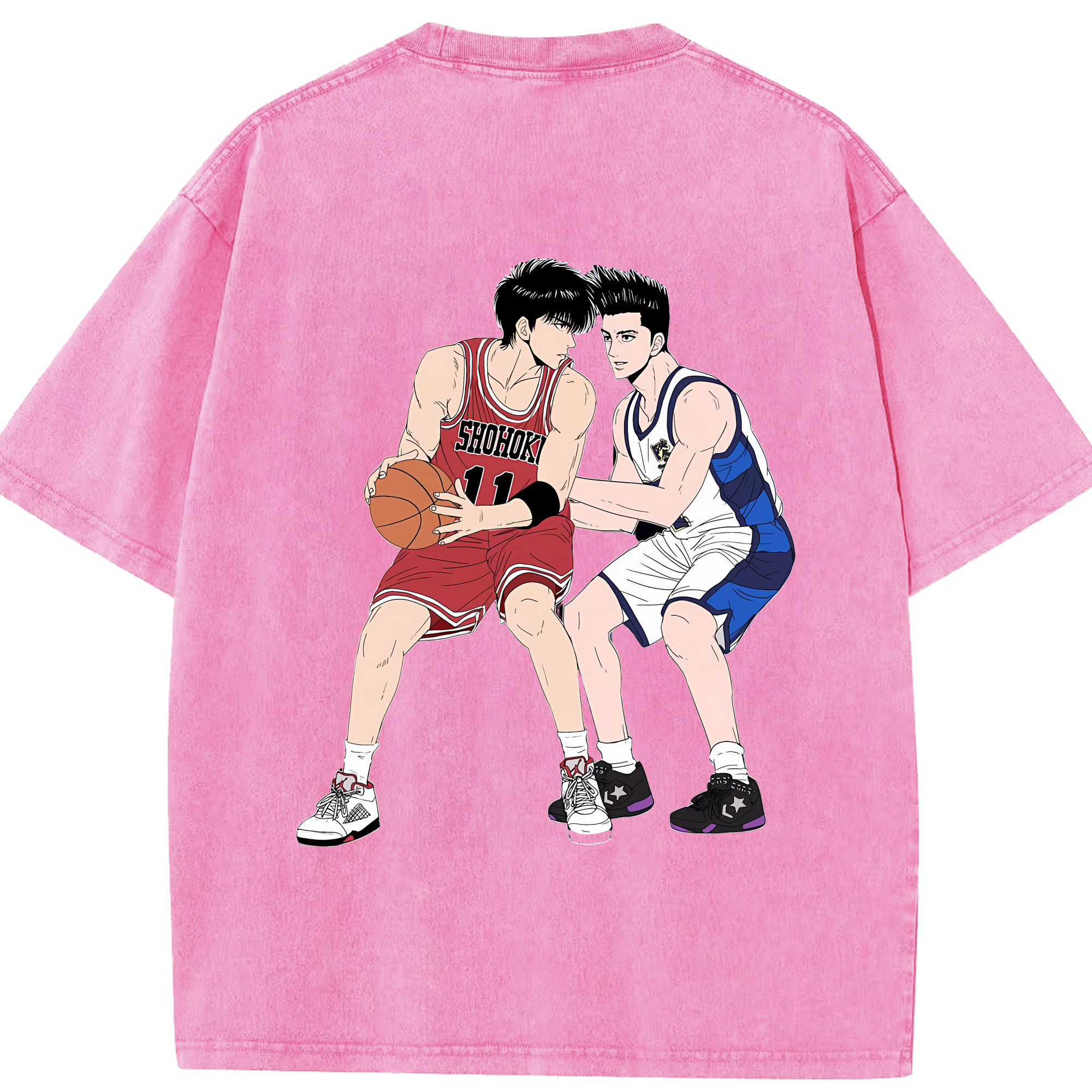 SLAM DUNK／スラムダンク 綿100% ヴィンテージ風 半袖Tシャツ（背面プリント）